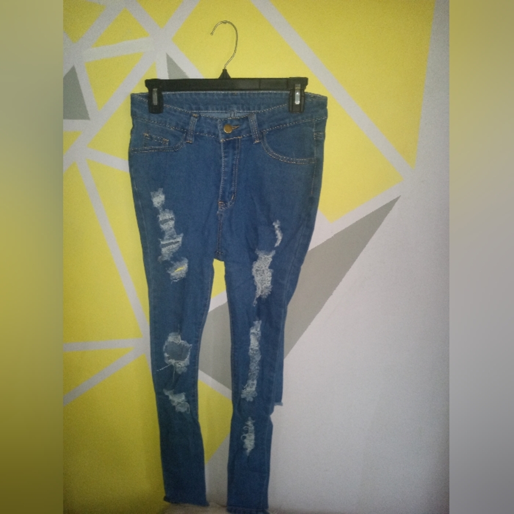 Ripped blue jeans